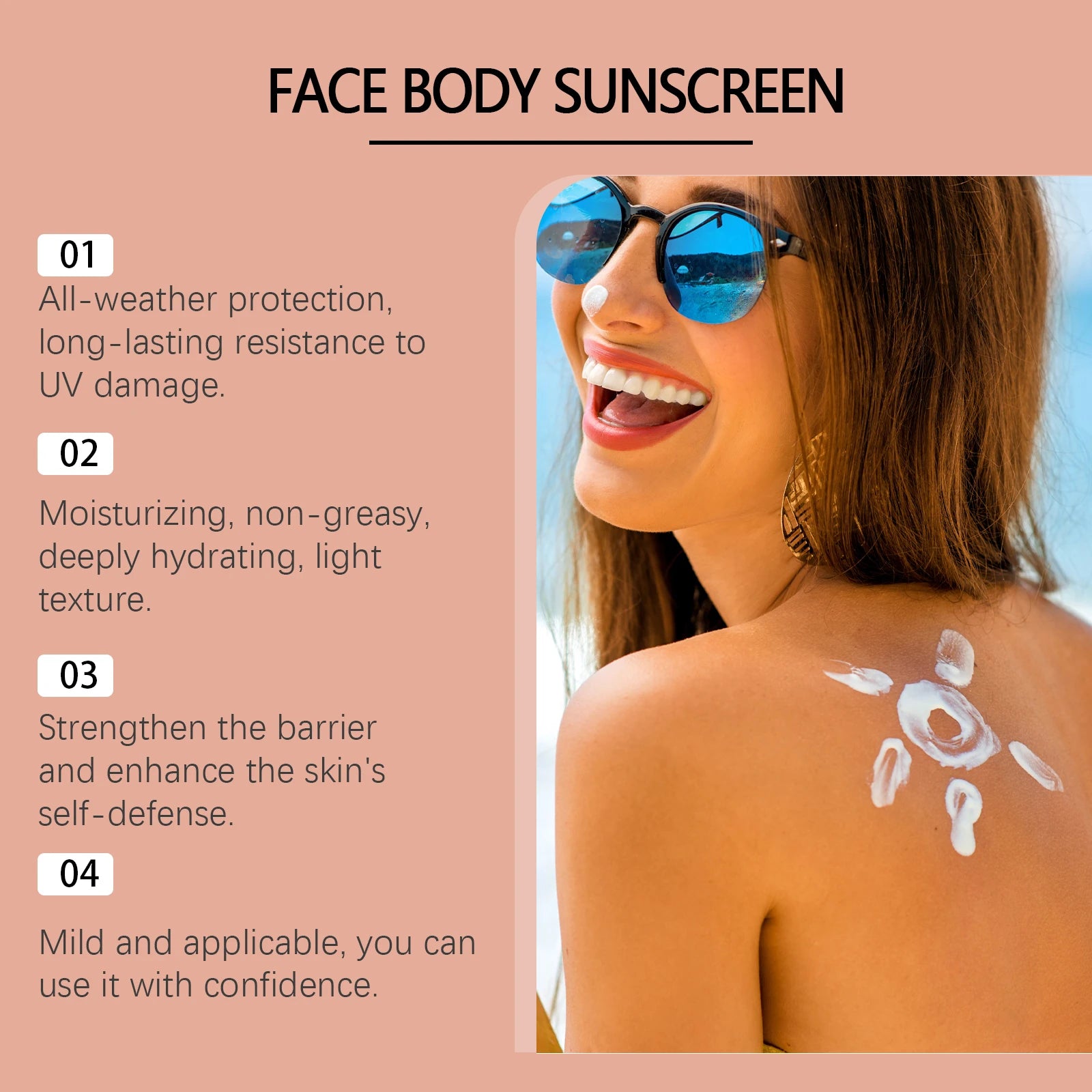 Facial Body Sunscreen UV Protection Waterproof Oil Control Sunblock Moisturizing Brightening Refresh Summer Anti Sunburn Spf30+ Zpaxo
