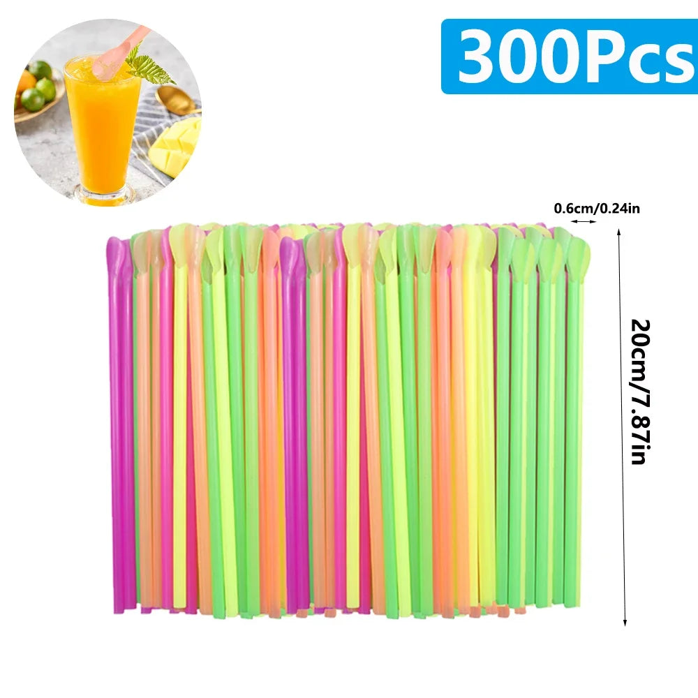 50-2000Pcs Color Spoon Straws Milkshake Smoothie Spoon Beverage Drinking Straw for Birthday Party Bar Supplies Wholesale Zpaxo 300Pcs Spoon Straws