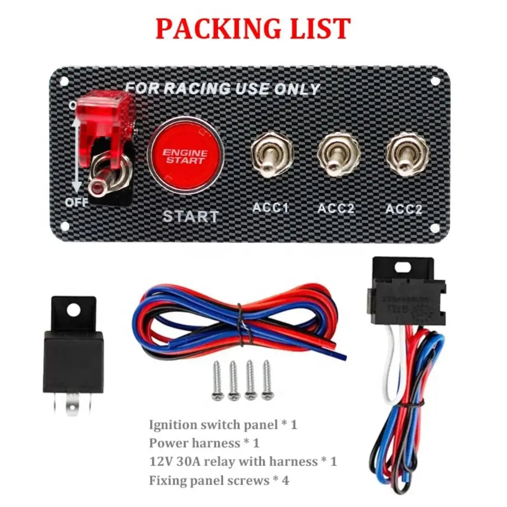12V Toggle Ignition Switch Ignition Combination with LED Light LED Ignition Switch Panel High Quality Durable Zpaxo