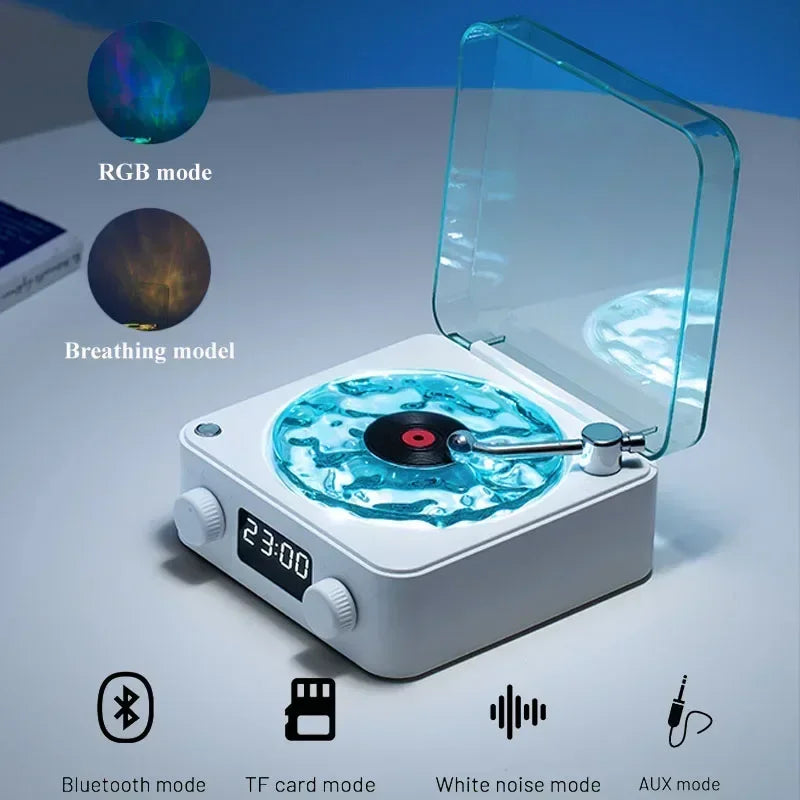 Waves Vinyl Player Bluetooth Speaker with White Noise Retro Turntable Speaker Sleep Aid Vitrola Shaped Speaker with RGB Light Zpaxo