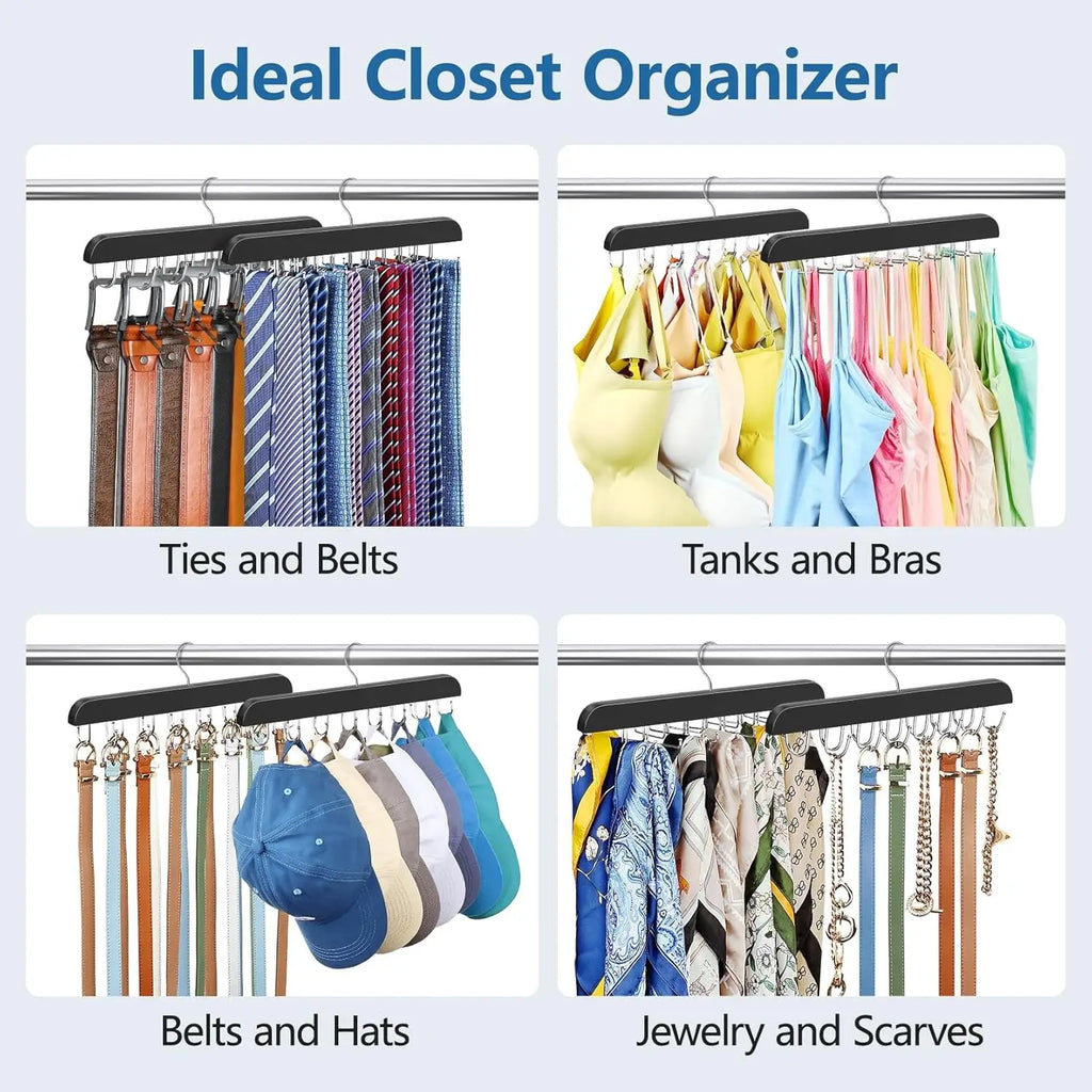 2-Pack Belt & Tie Rack – 360° Rotating Closet Organizer
