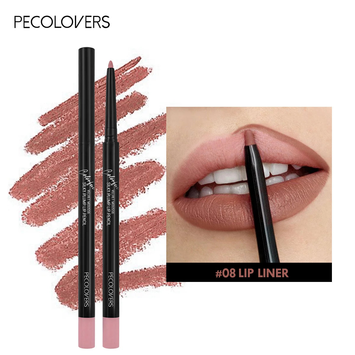 12-Color Matte Lipliner Waterproof Moisturizing Long-lasting Zpaxo 08