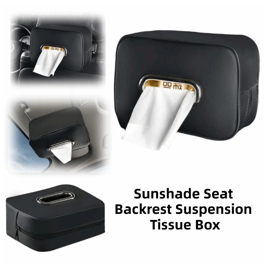 Leather Car Tissue Box Paper Bag Adjustable Sun Visor Minimalist Zpaxo