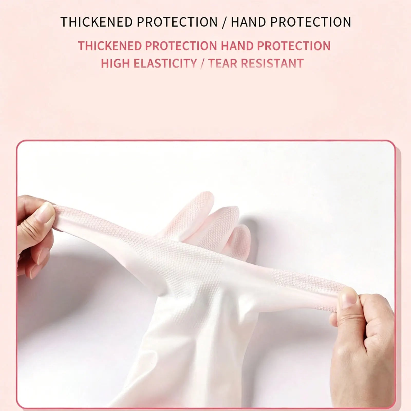 1Pair PVC Reusable Dishwashing Gloves,White Bunny Ear Lace Kitchen Gloves for Washing Dishes, 12in Long Cuff, Non-Slip Zpaxo