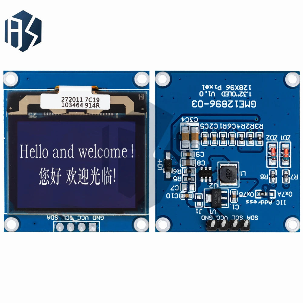 1 32-inch 128x96 White OLED Display Module SSD1327 Driver IC I2C Zpaxo