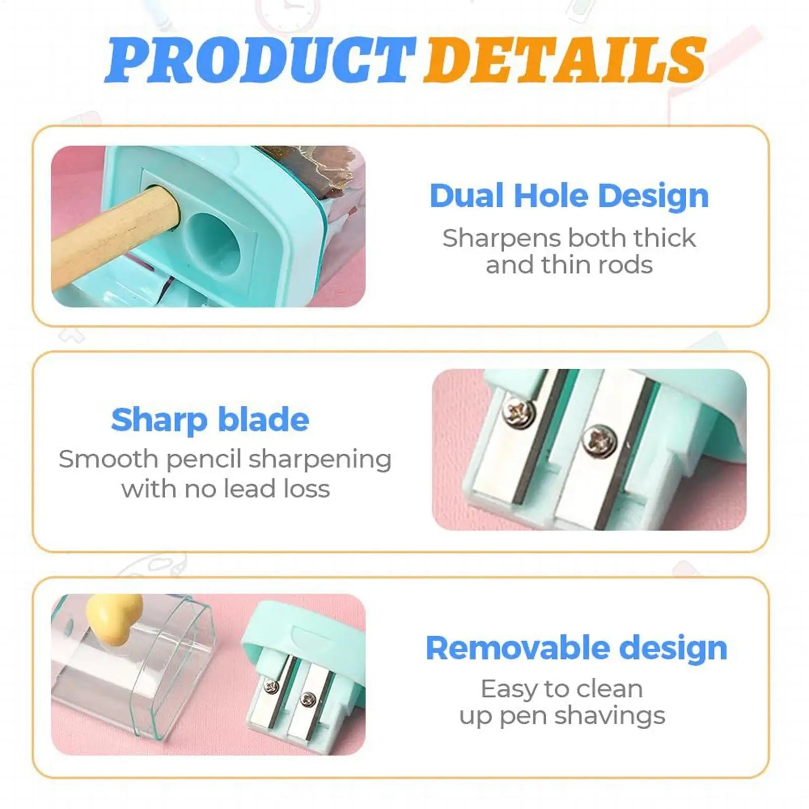 Cartoon Pencil Sharpener Double Hole Pencil Cutter Tool Pencil Sharpening Tool Student Stationery Simple School Office Supplies Zpaxo