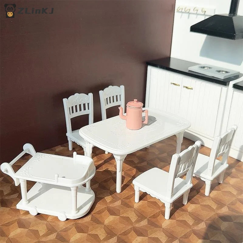 1 12 Dollhouse Miniature Plastic Food Cart Table Chair Model Zpaxo