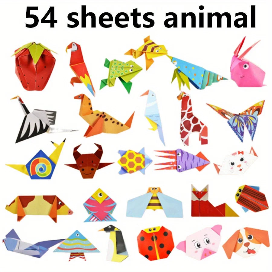 54/108 Sheets Animal Life Origami Kit for Beginners Creative Paper Projects Vibrant Paper Stress Relief Craft Gift Origami JXB Zpaxo 54 sheets animal