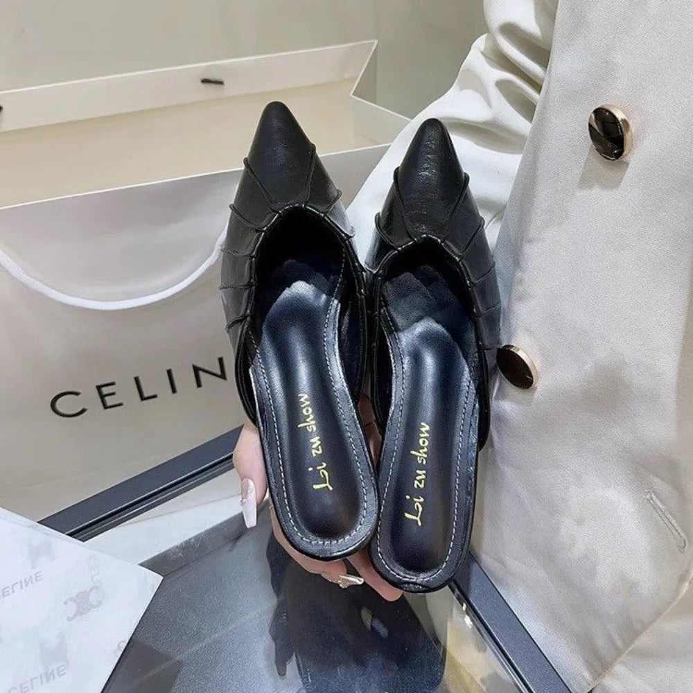 Summer Women Cover Toe Mules Slippers Fashion Shallow Slip on Slide Shoes Comfort Dress Street Style Footwear Zpaxo