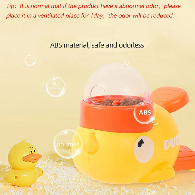 Dog Cat Pet Feeder Little Yellow Duck Interactive Puzzle Feeding