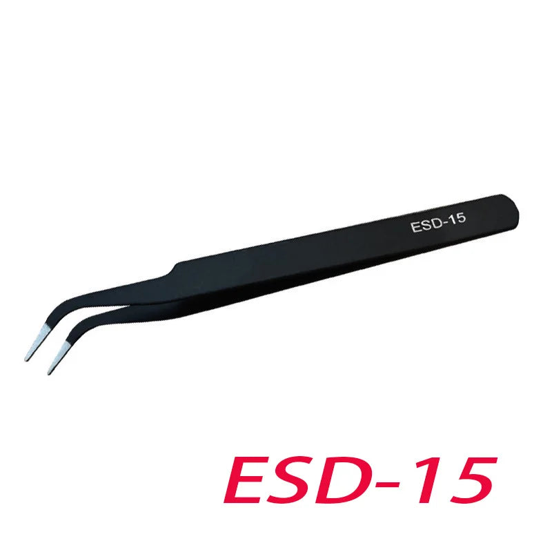 Anti-static Stainless Steel Tweezers Precision Maintenance Industrial Zpaxo ESD-15