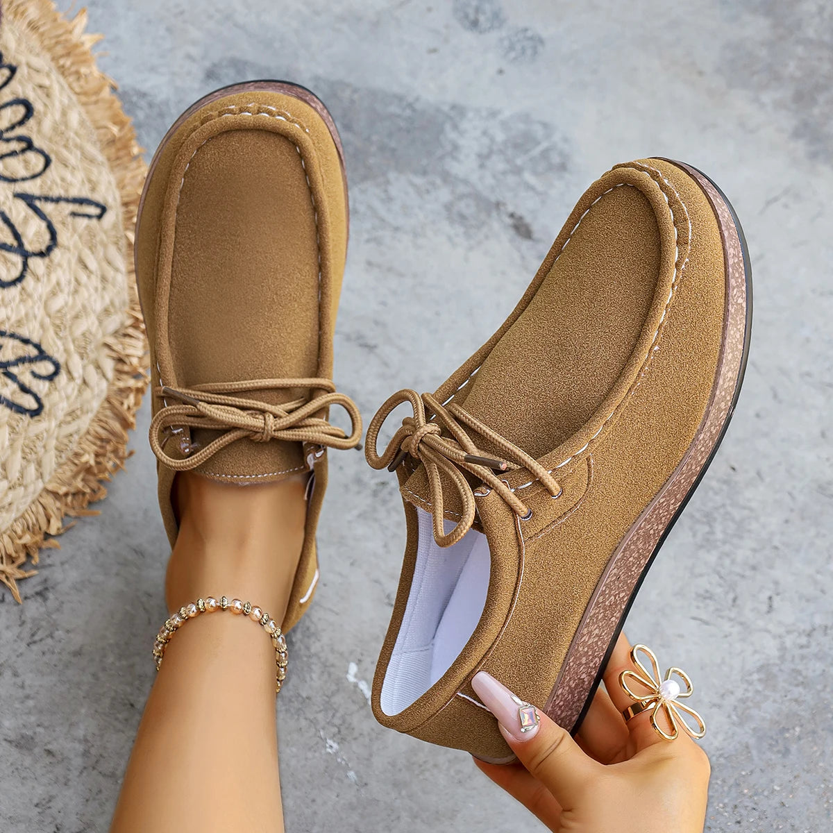 Plus Size Women Loafers Trend Casual Soft Sole Shoes Comfortable Spring 2025 New Style Sneakers Women Anti-Slip Flat Shoes Women Zpaxo Brown 40