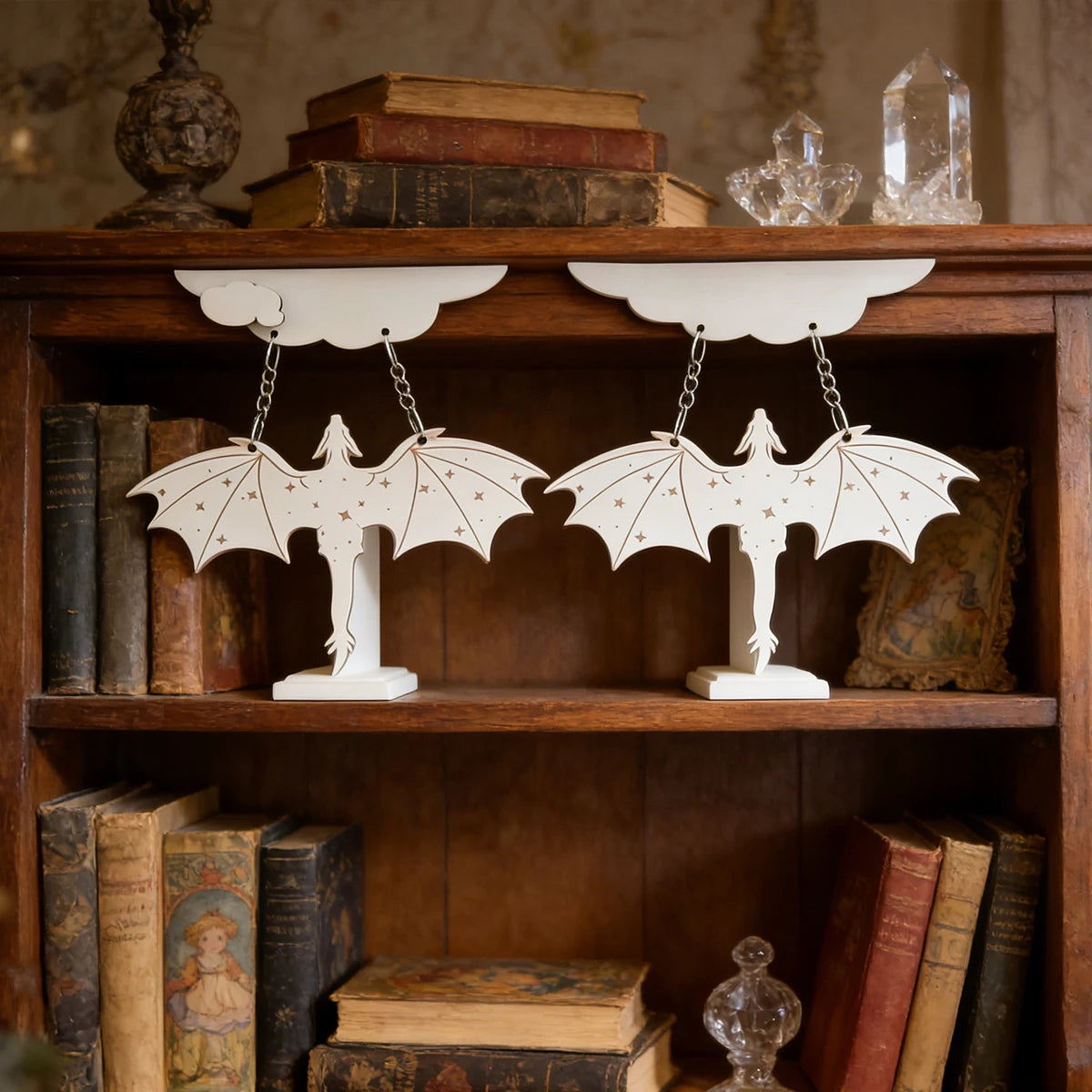 Wood Dragon Wall Shelf – Witchy Goth Decor for Book Lovers
