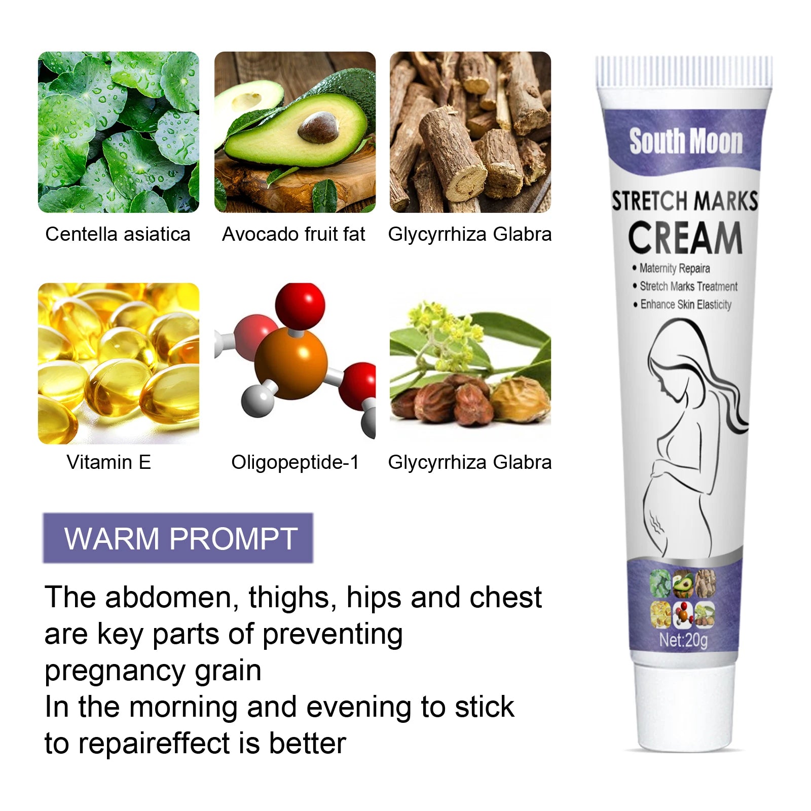 South Moon Stretch Mark Cream – Fade & Firm Skin | 20g Stretch Mark Cream Zpaxo