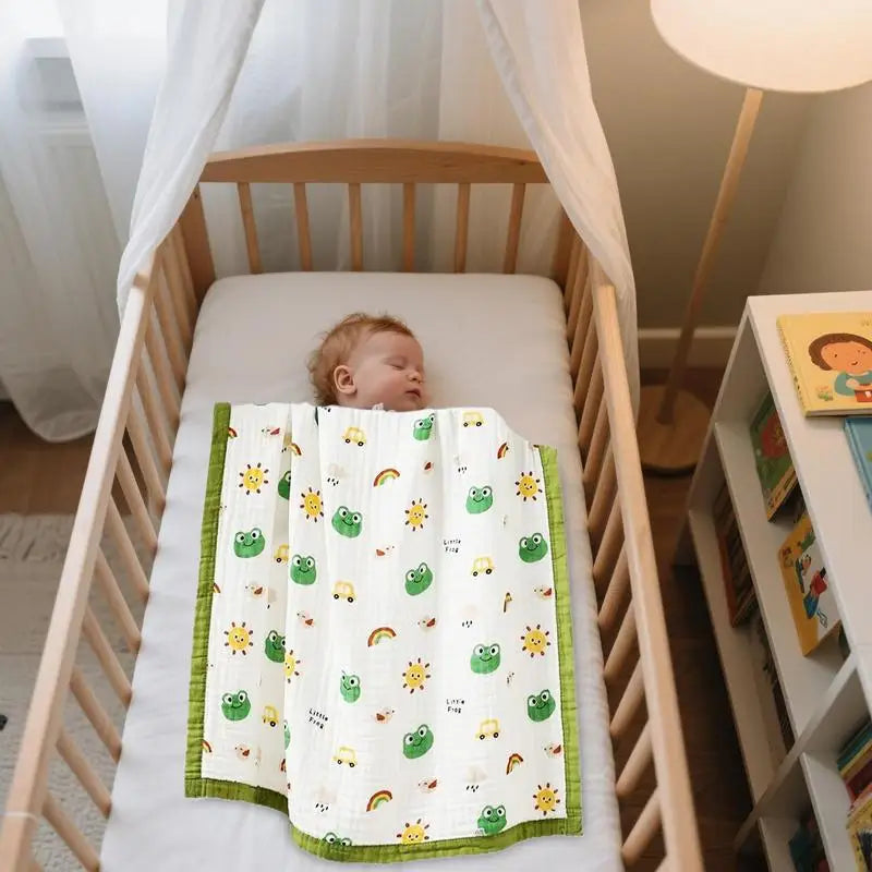 Muslin Blanket Crib Blankets For Toddler Breathable Lightweight Air Conditioning Quilt Cartoon Patterns Soft Fabric For Playtime Zpaxo United States