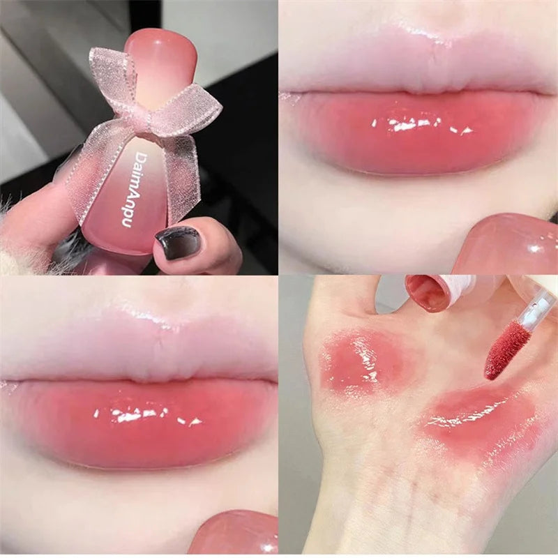 Sweet Lip Gloss Jelly Lip Glaze Moisturizing Lip Tint Mirror Waterproof Non-stick Cup Solid Makeup LipOil Lipstick Cosmetic Zpaxo