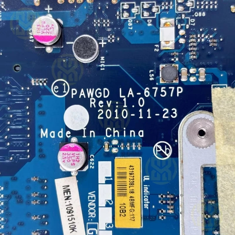 LA-6757P Lenovo G575 Laptop Motherboard E-300 CPU Test Good Working