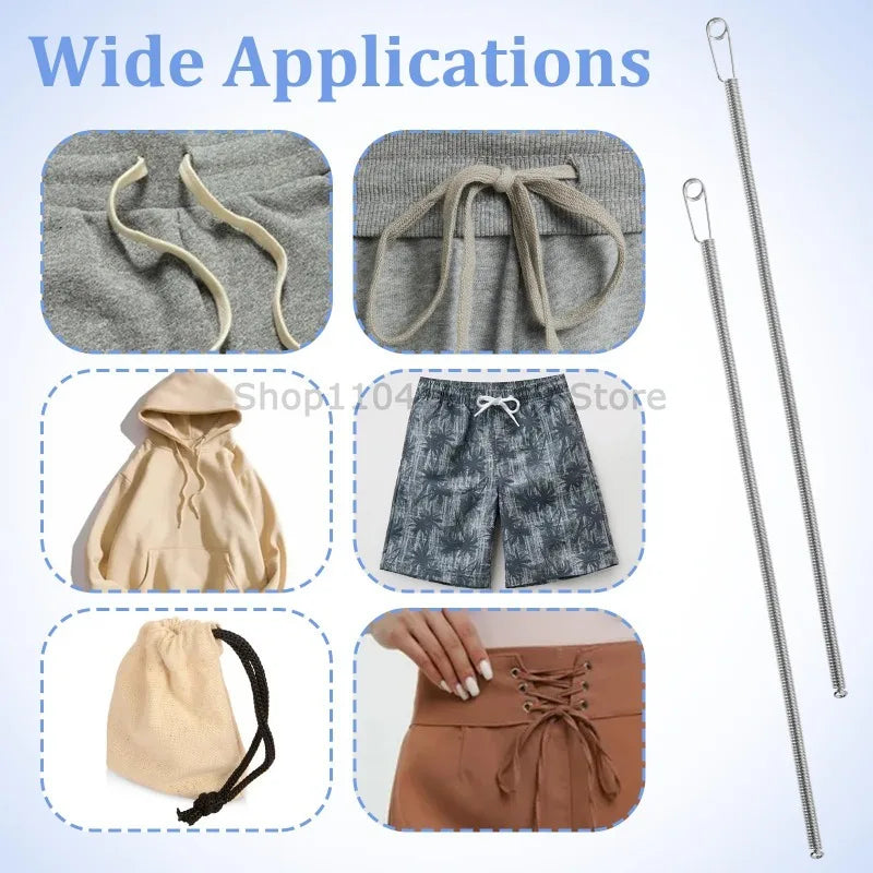 Multipurpose Rope Threading Tool DIY Bendable Spring Drawstring Threader Clip Sewing Needle for Pulling Ropes Elastic Band Craft Zpaxo