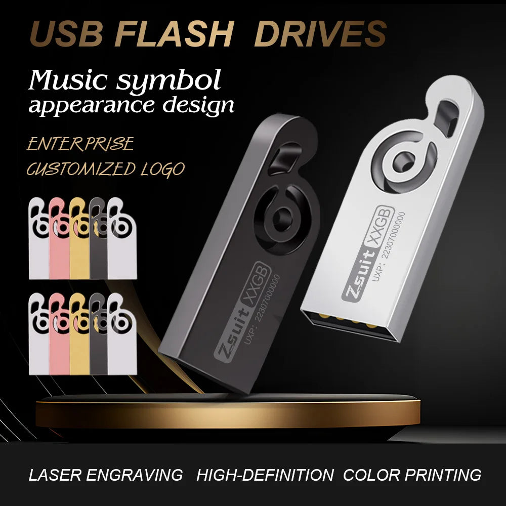 Zsuit 10Pcs 128GB USB Flash Drive Music USB Pendrives 64G 32G Memory Stick Pen Drives USB 4GB 8GB Metal U disk custom Gift Zpaxo