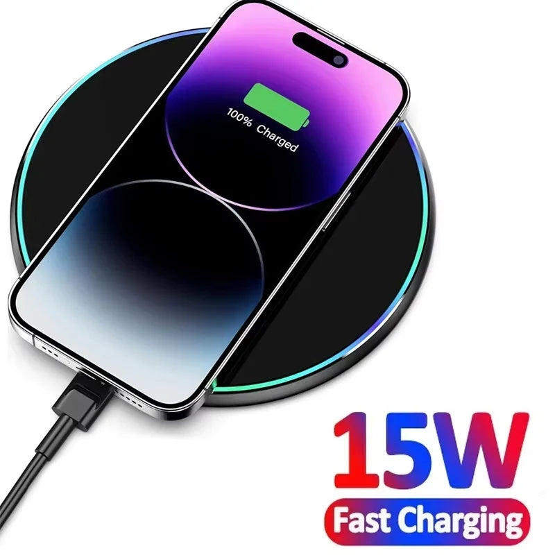 Desktop Wireless Phone Charger Induction LED Light Fast Charging Pad