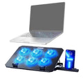 652F Foldable Cooling Pad Laptop Cooling with 6 Quiet Fan Laptop Stand with 2 USB Port Phone Holder for Notebook Accessories Zpaxo Standard CN