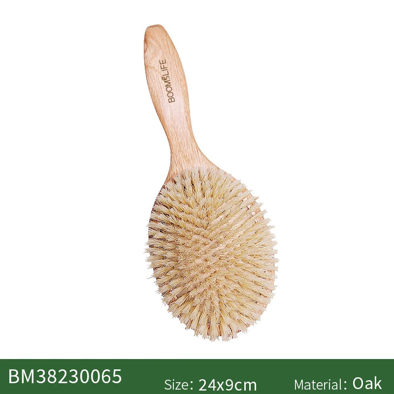 BOOMSLIFE Soft Boar Bristle Hair Brush Women Custom Scalp Massage Detangle HairbrushOak Wood Comb for Hair Barber Accessories Zpaxo big size China Mainland
