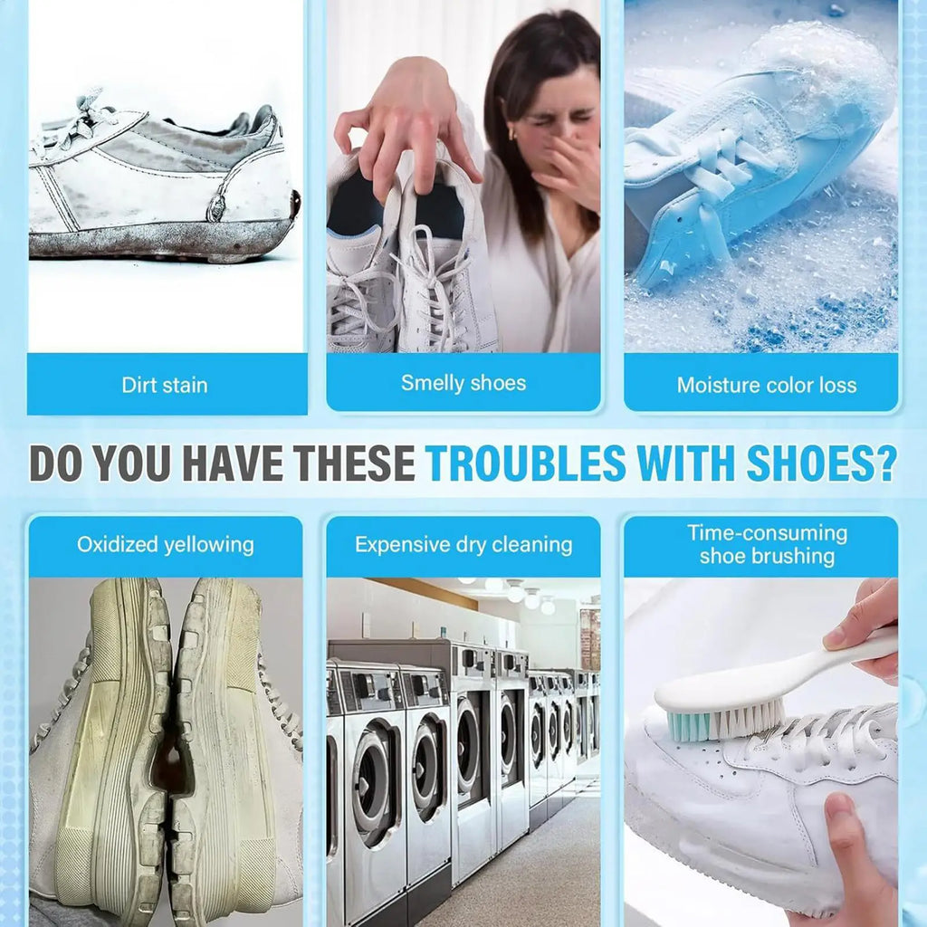 White Shoe Cleaner Foam Stain Remover Sneaker Cleaning Towel No Wash
