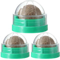 3Pcs Cats Wall Catnip Ball Self-Adhensive Kitten Lickable Ball Healthy Kitten Chew Toys Teeth Cleaning Catmint Toy Pet Supplies Zpaxo Green
