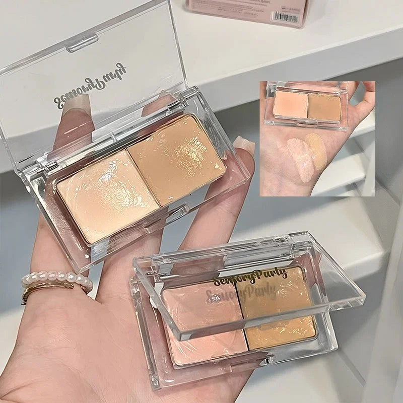 2-Color Concealer Palette Moisturize Long Lasting Cover Dark Circles Acne Pores Cream Shading Highlighter Face Makeup Cometics Zpaxo