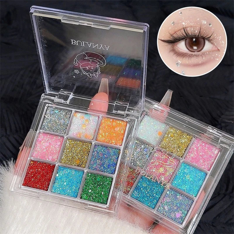 9Color Glitter Eyeshadow Palette Pearly Eyeshadow Palette Makeup Korean Charming Eye Glitter Palette Shiny Eye Shadow Pigments Zpaxo