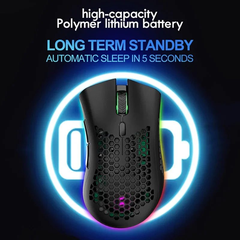 BM600 Rechargeable USB Wireless RGB Light Honeycomb Gaming Mouse Zpaxo