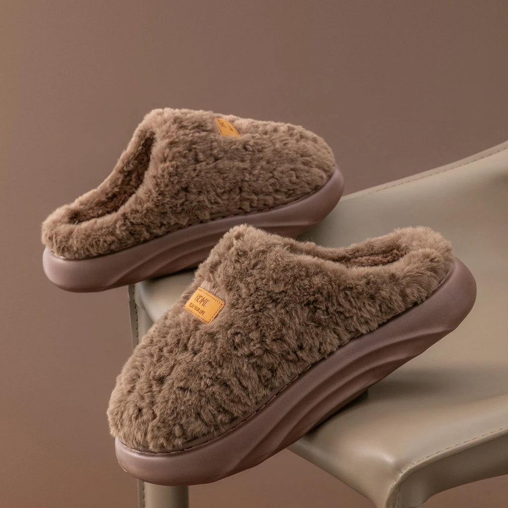Men's Plush Slippers Winter Indoor Outdoor House Shoes Non-slip Warm