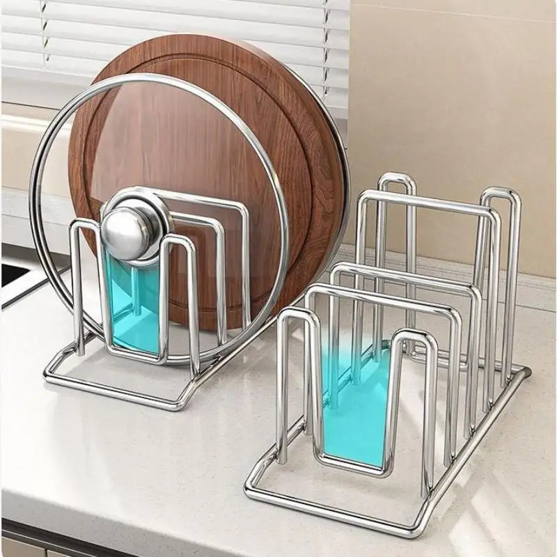1Pcs Kitchen Storage Solution Rustproof Pot Lid Rack Storage Rack Multifunctional Chopping Board Organizer For Home Zpaxo