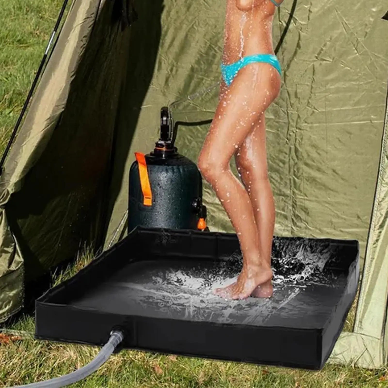 Shower Pan Drain Outdoor Standing Bath Floor Base Portable Foldable