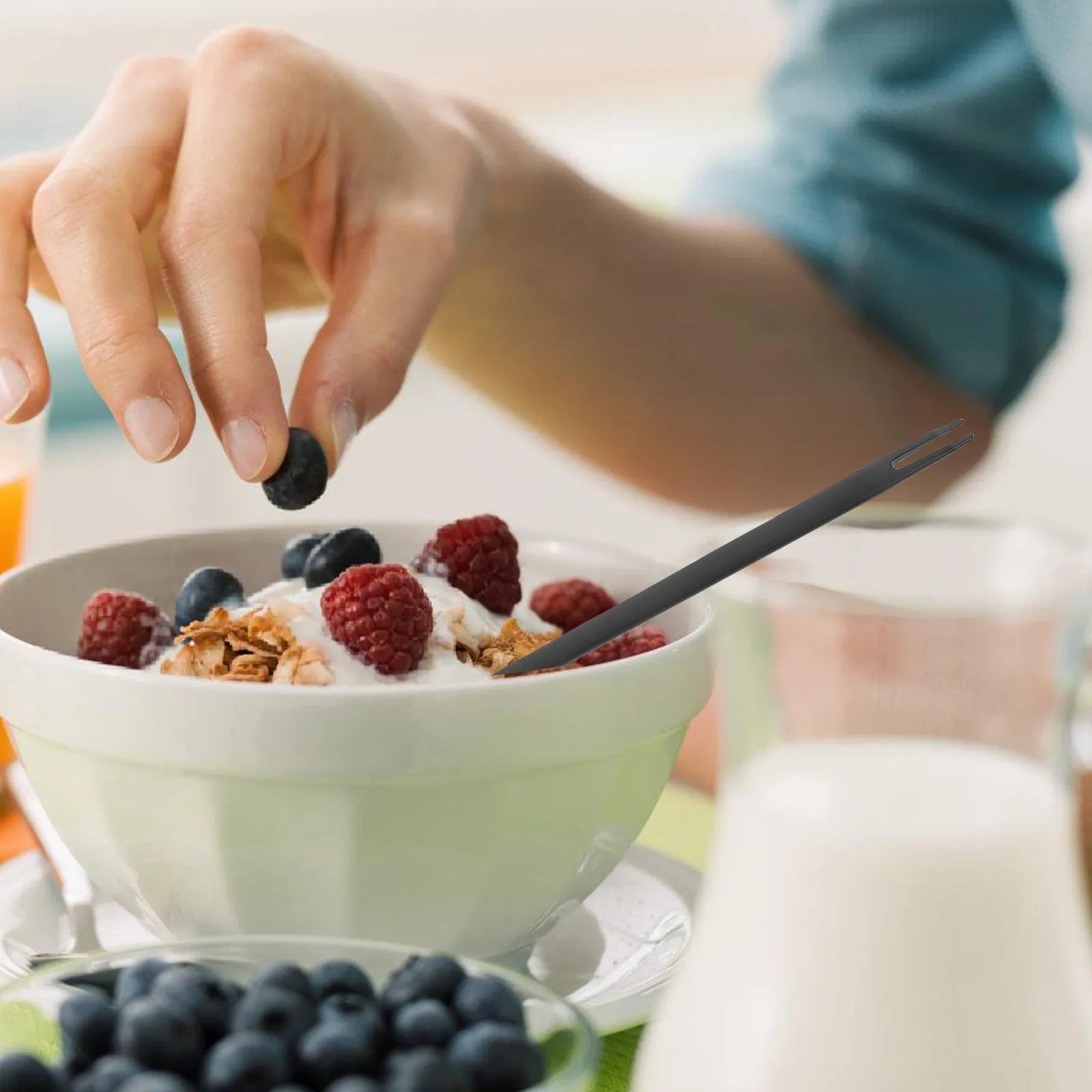 Fruit Fork Long Handle Dual Side Spoon Multifunctional Stirring