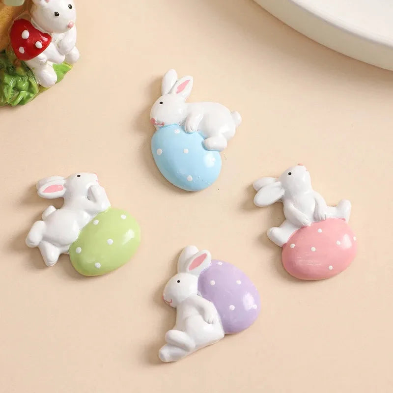 Easter Bunny Fridge Magnets 4-Piece Creative Resin Cartoon Wall Decor