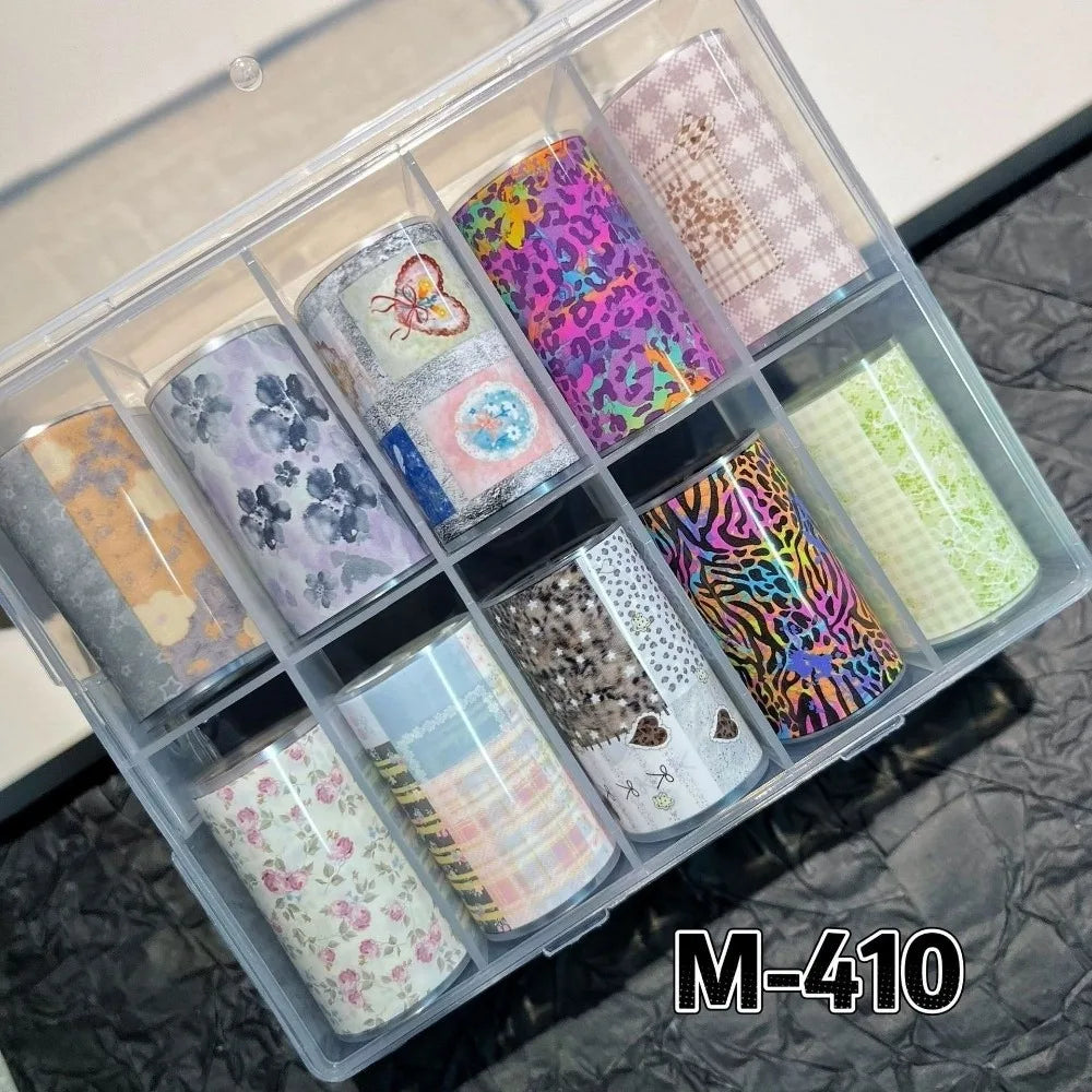 Professional Flower Nail Foils Stripe Pattern Leopard Print Art Zpaxo M-410