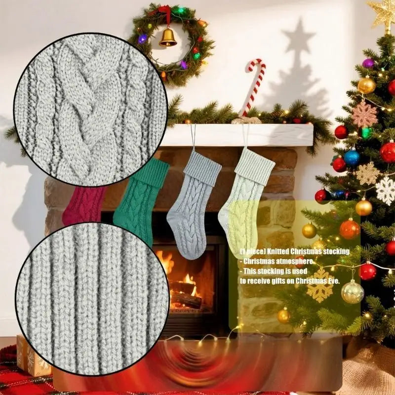 Reusable Spacious Christmas Sock Knitted Design Multiple Pattern