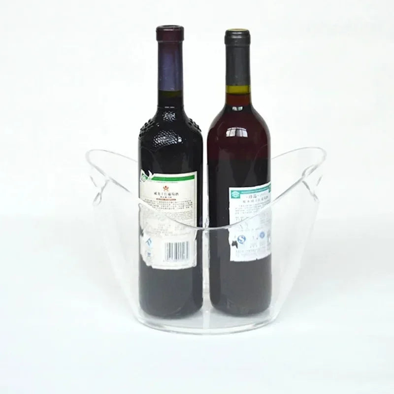 New 4L/8L Clear Plastic Ice Cube Storage Bucket or Champagne Bottles Ice Cooler Bar Decor for Home Kitchen Bar Cafe Use Zpaxo