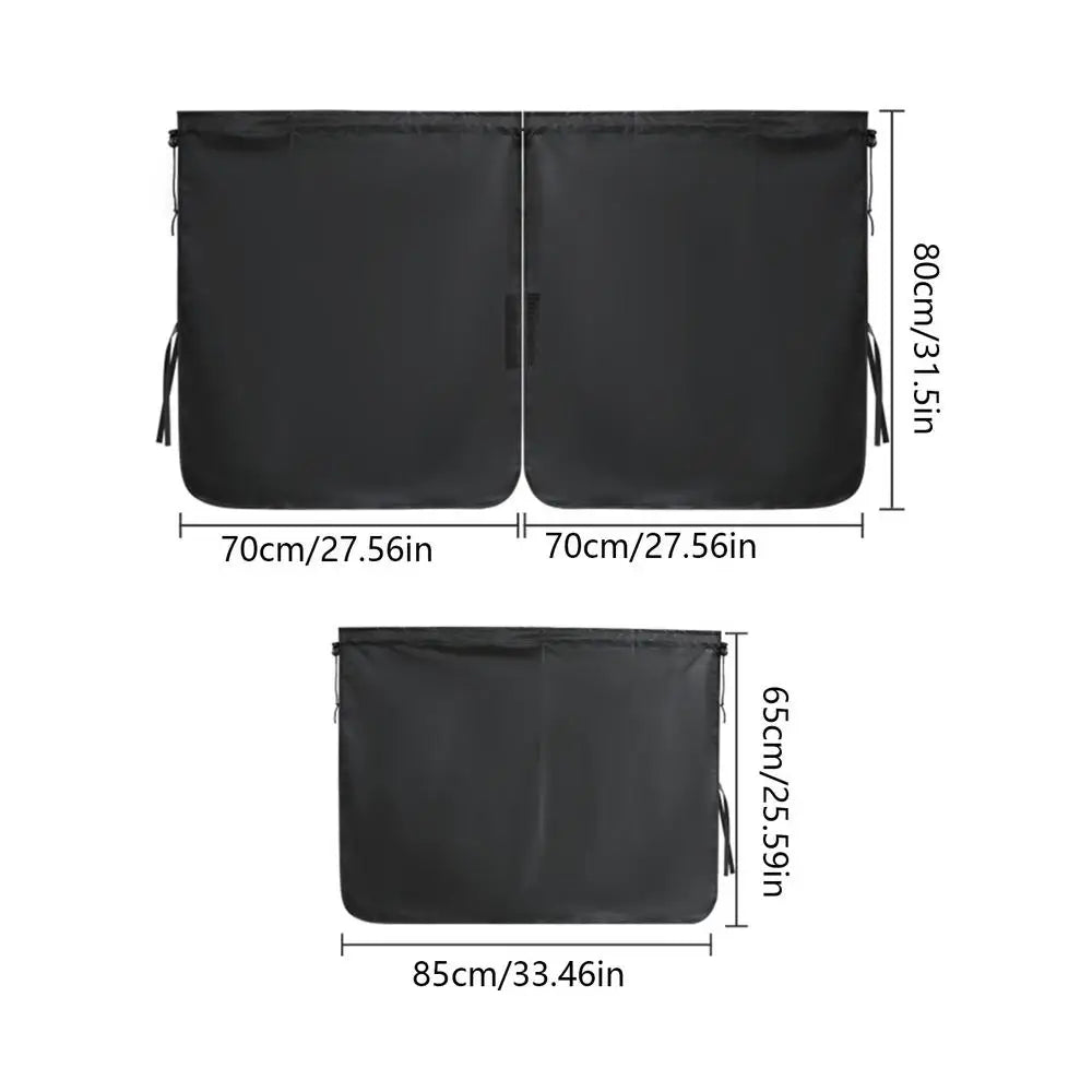 3-Piece Car Privacy Curtains – Universal Window Sunshades Car Window Curtains Zpaxo Black