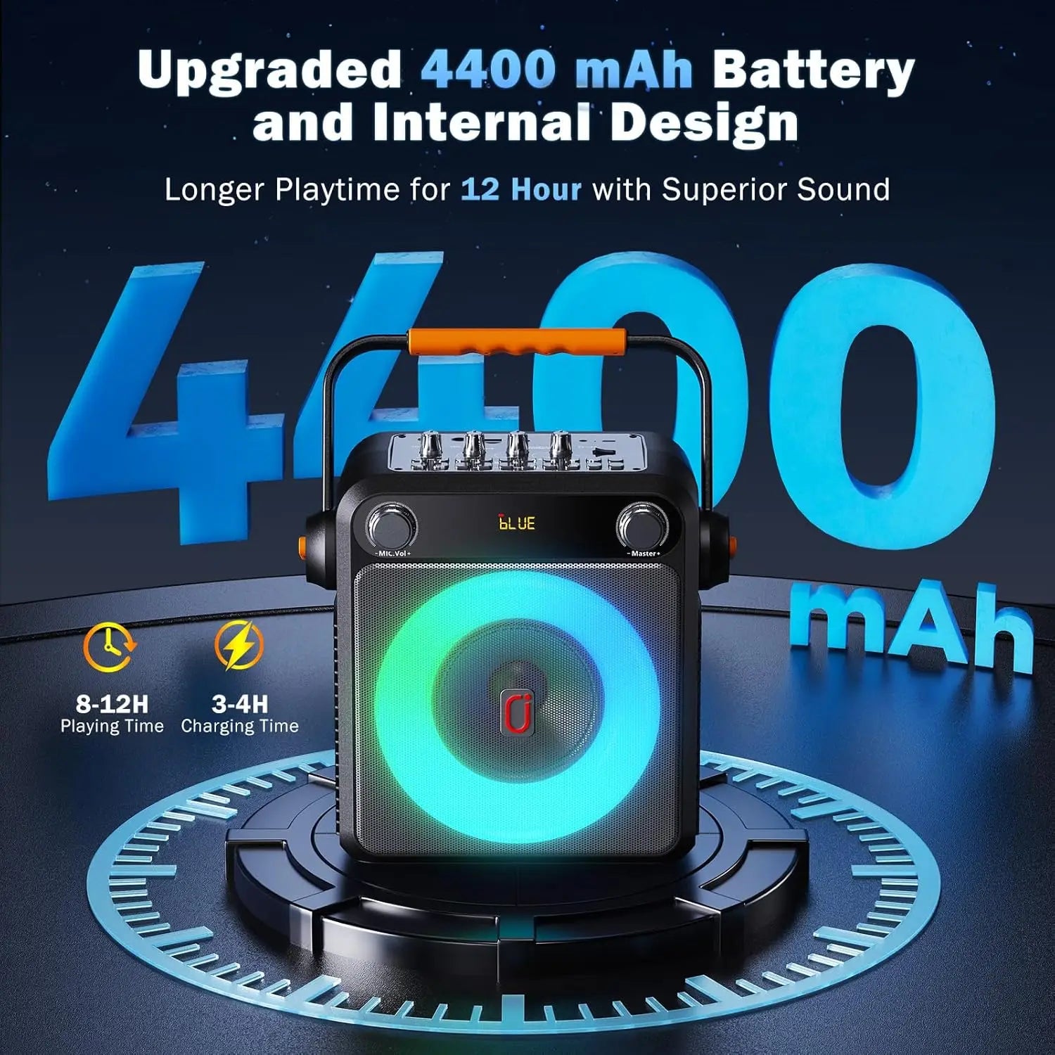 4400mAh Karaoke Machine 2Wireless Microphones Microphone PA System