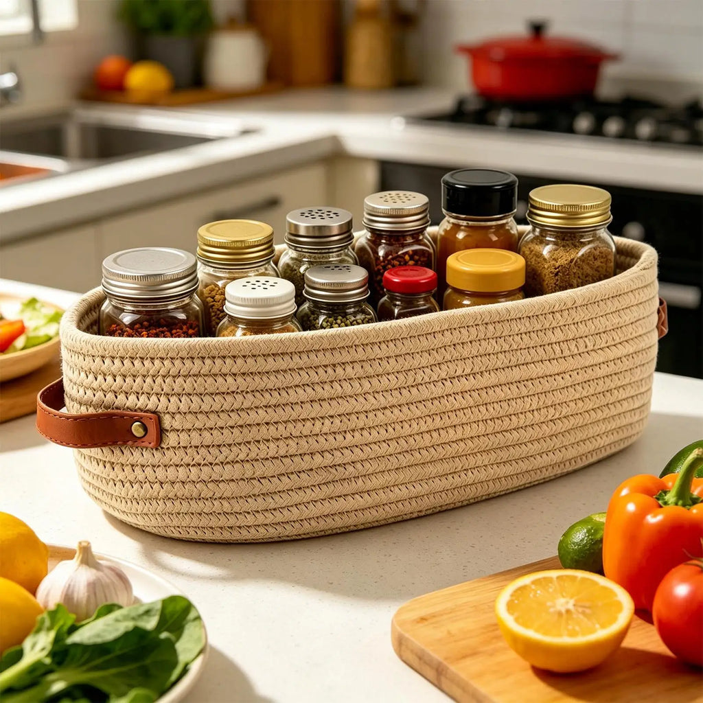 Woven Baskets Storage 2 Handles Large Bin Decorative Basket Bathroom