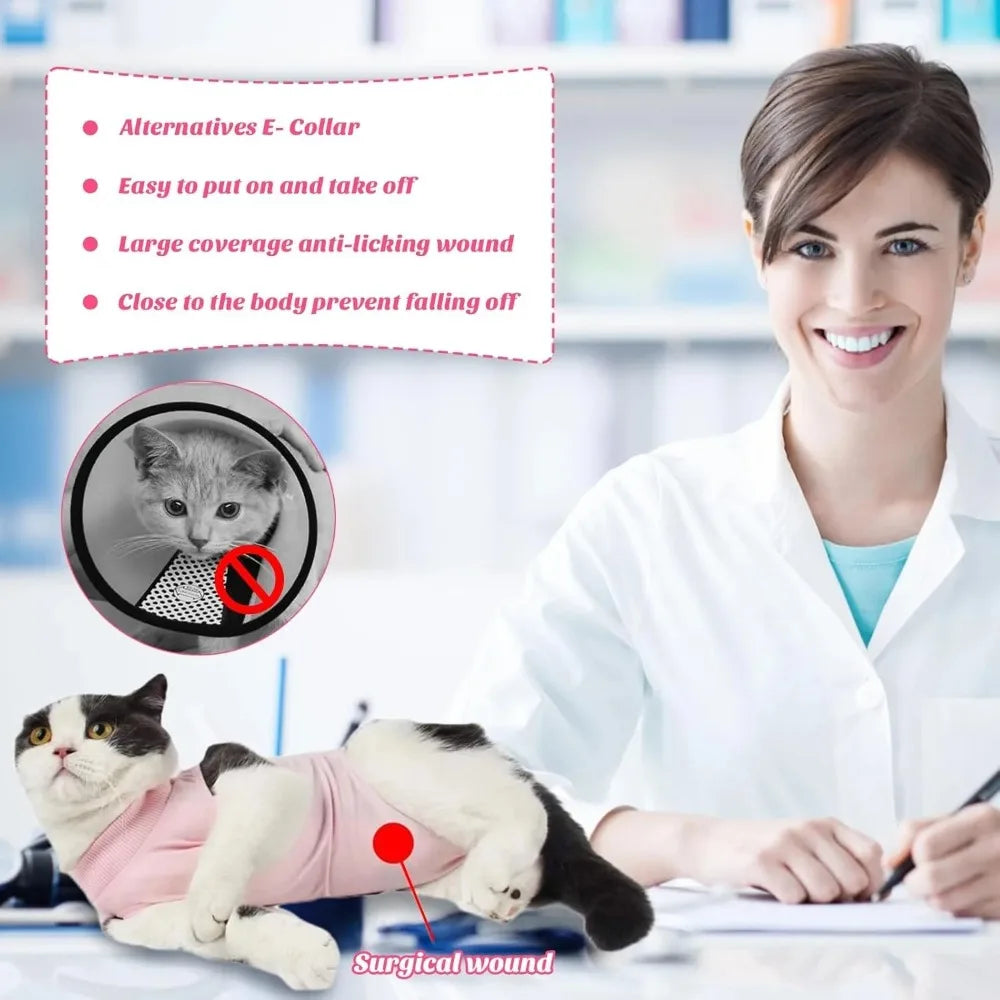 Cat Recovery Suit Anti-licking Onesies Spay Neuter Abdominal Wound