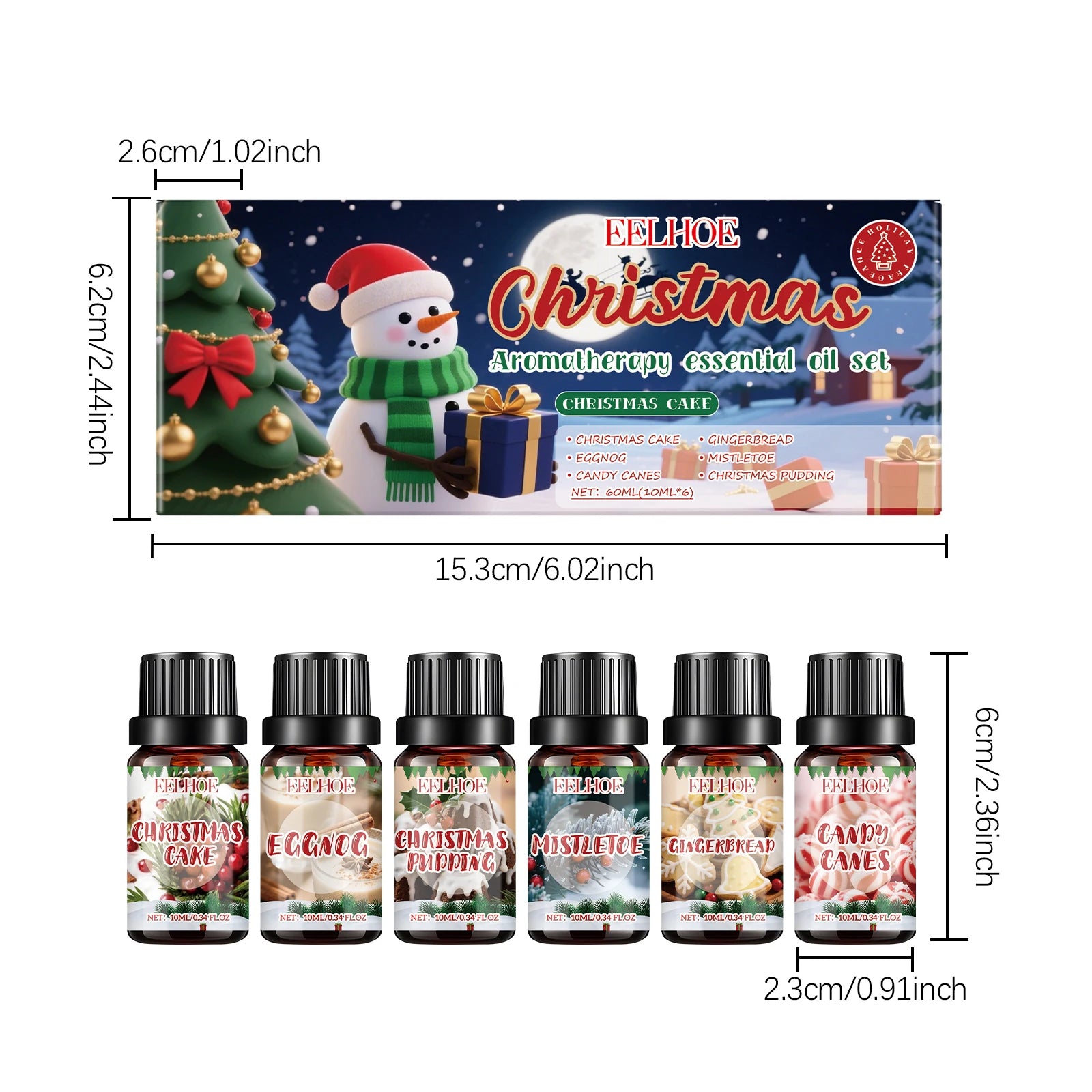 Christmas Essential Oil Set – 6 Festive Scents 6×10ml Gift Aromatherapy Essential Oil Zpaxo 1 Set 6x10ml