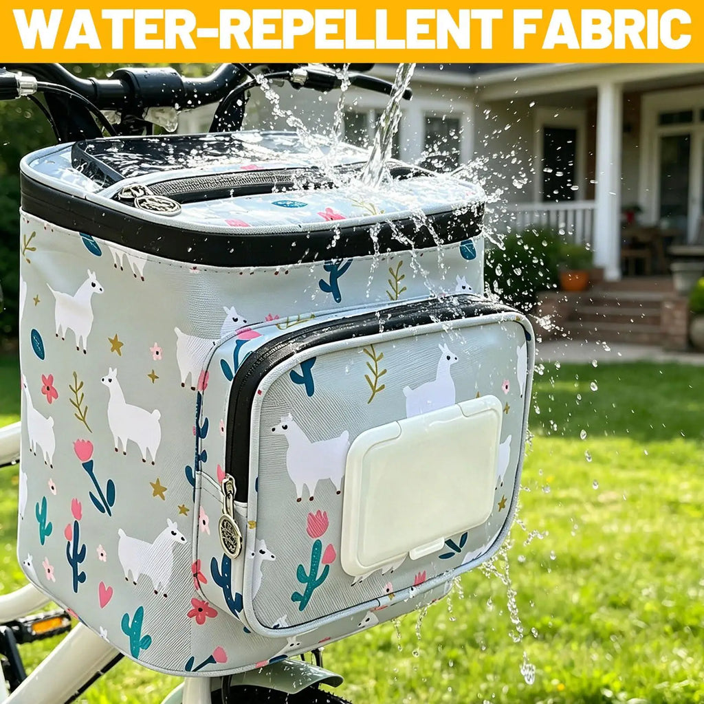 Kids Bicycle Basket Oxford Waterproof Zipper Handlebar Front Bag