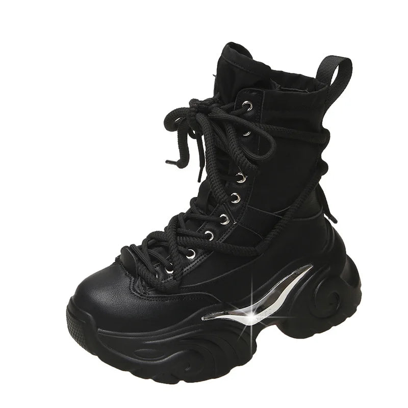 Women Ankle Boots Autumn Chunky Shoes Woman Platform Breathable Zpaxo black 37(Foot 23.5cm) China Mainland