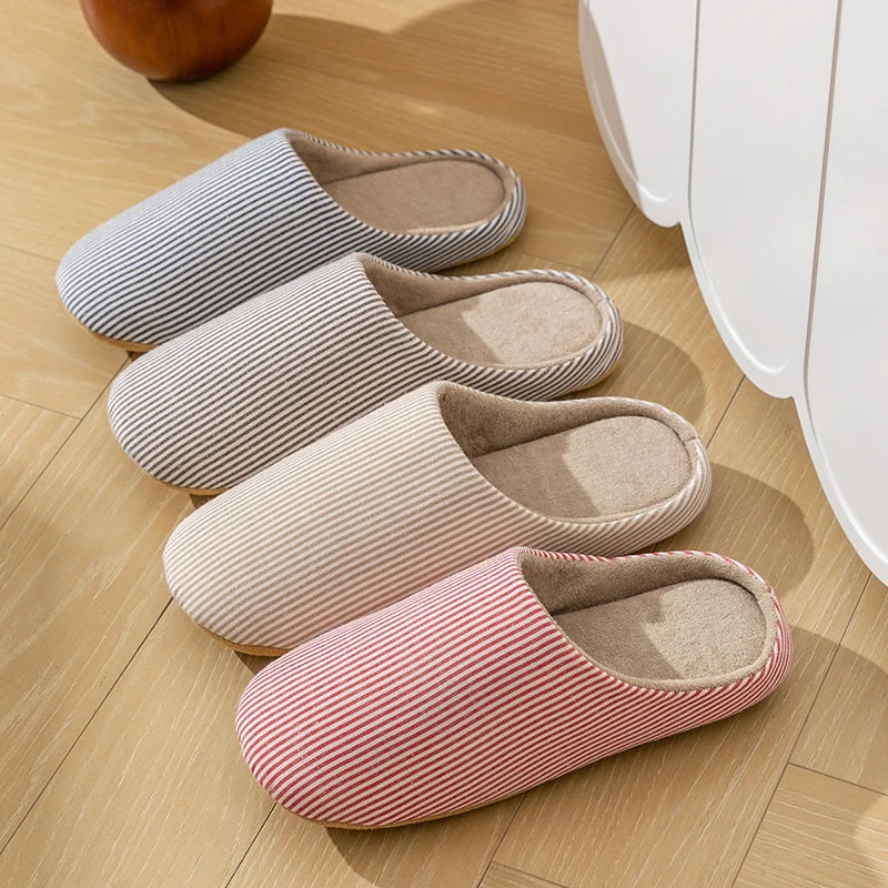 Unisex Home Slippers Soft Fur Warm Indoor Flat Slides Nonslip Couples