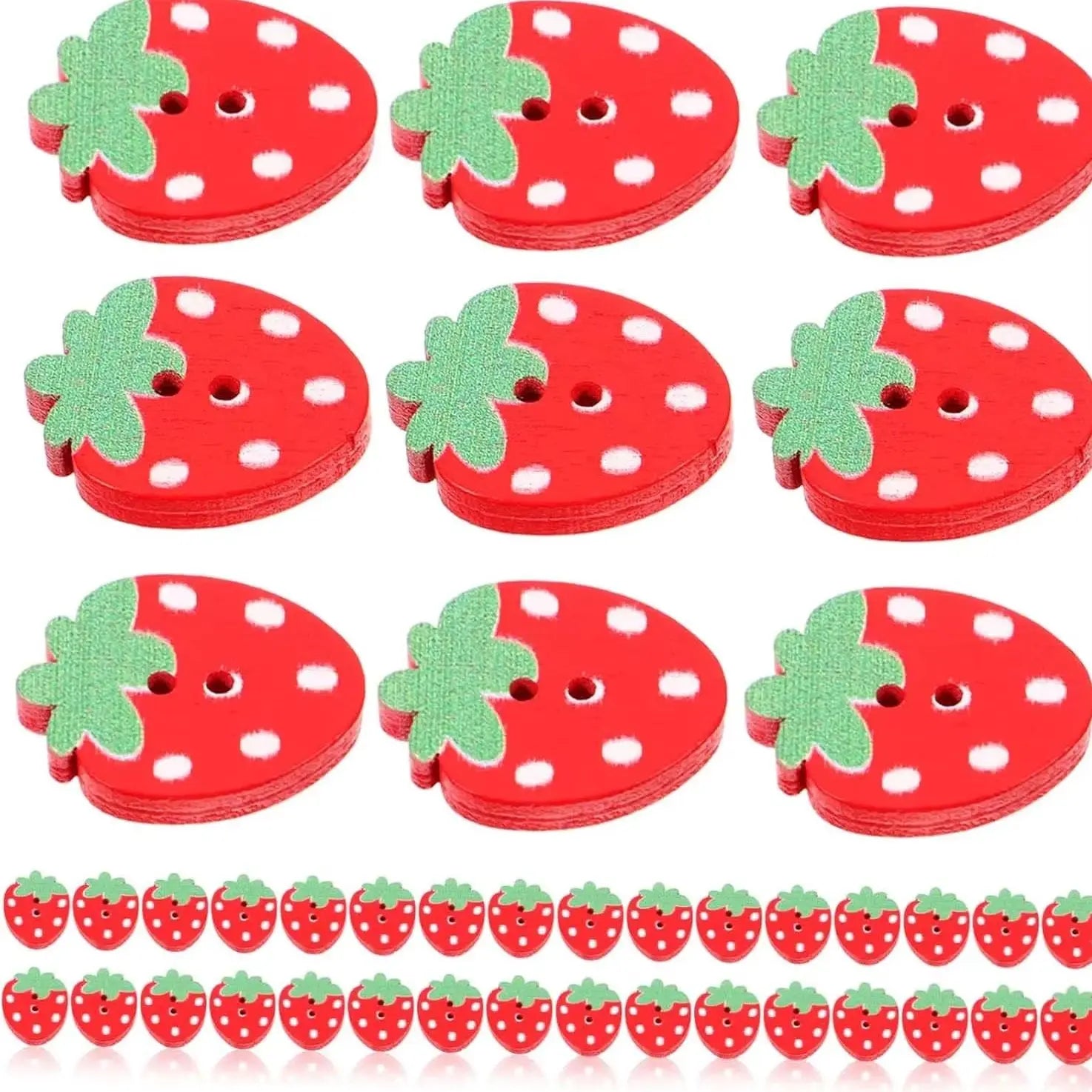 Strawberry Wooden Buttons 10/50Pcs Double Holes Sewing Buttons for DIY Handmade Crafts Cloth Zpaxo 50pcs