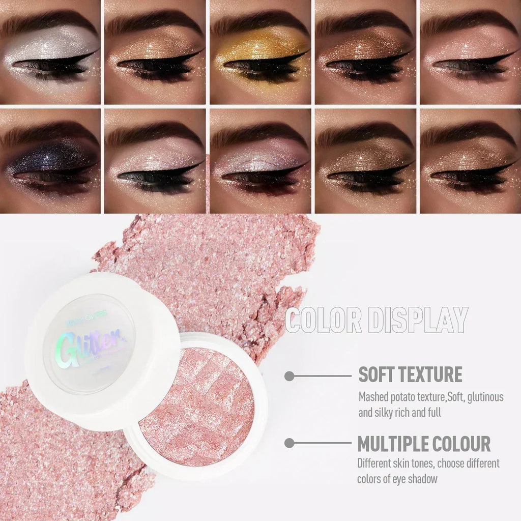 1PC Long-lasting, Mashed Potato Texture Eye Shadow, Glittery Finish, Fine Powder, Perfect for Creating Charming Eye Makeup Zpaxo
