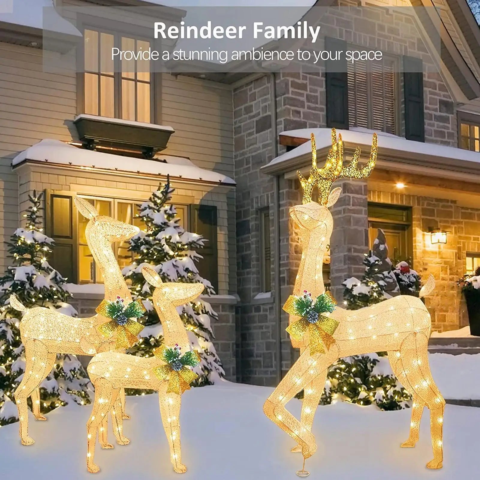 Christmas Stake Light Outdoor 2D Acrylic Lighted Reindeer Yard Garden